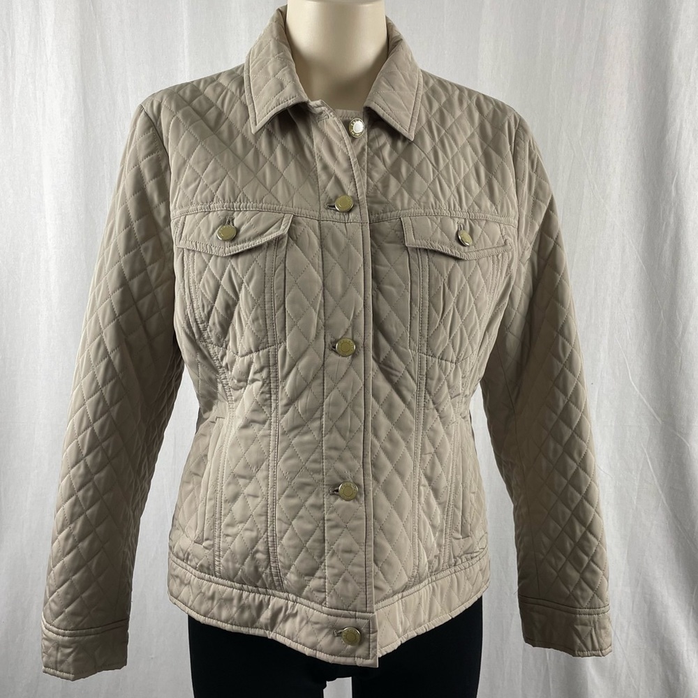 Talbots Diamond Quilted Beige Jean Jacket Style Coat 10P